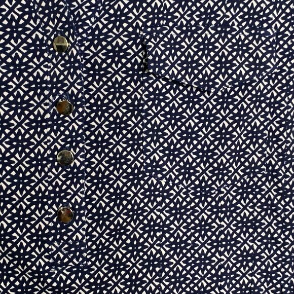 db established 1962 Women M 1/2 Button Blouse Pullover Tab Roll Sleeve Peplum - Picture 6 of 13